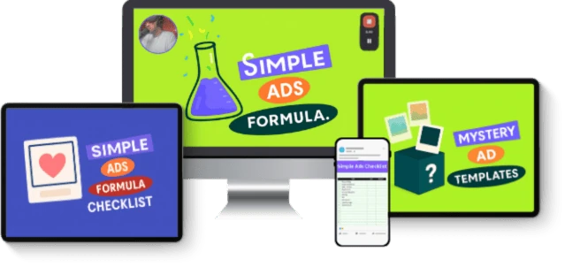 Simple Ads Formula course materials - training, checklist, and mystery ad templates
