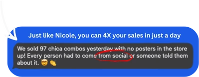 Nicole testimonial - 4X sales in just a day