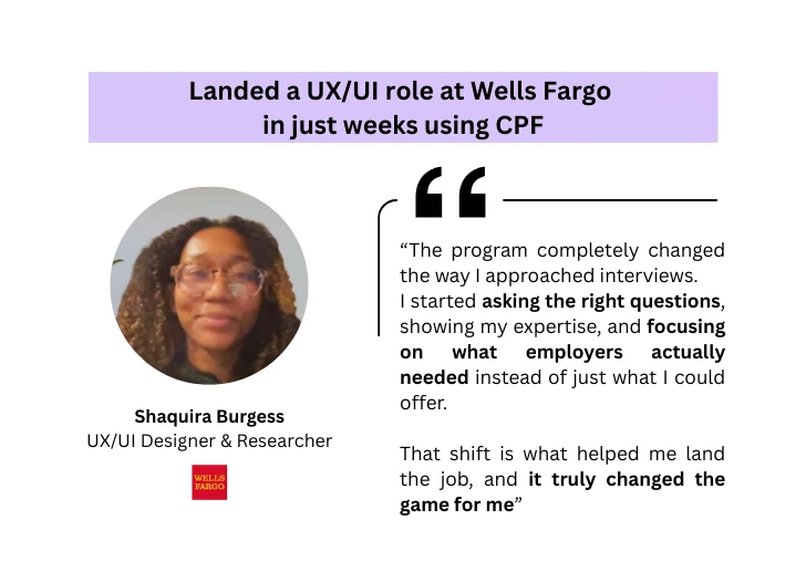 Shaquira Burgess - landed UX/UI role at Wells Fargo